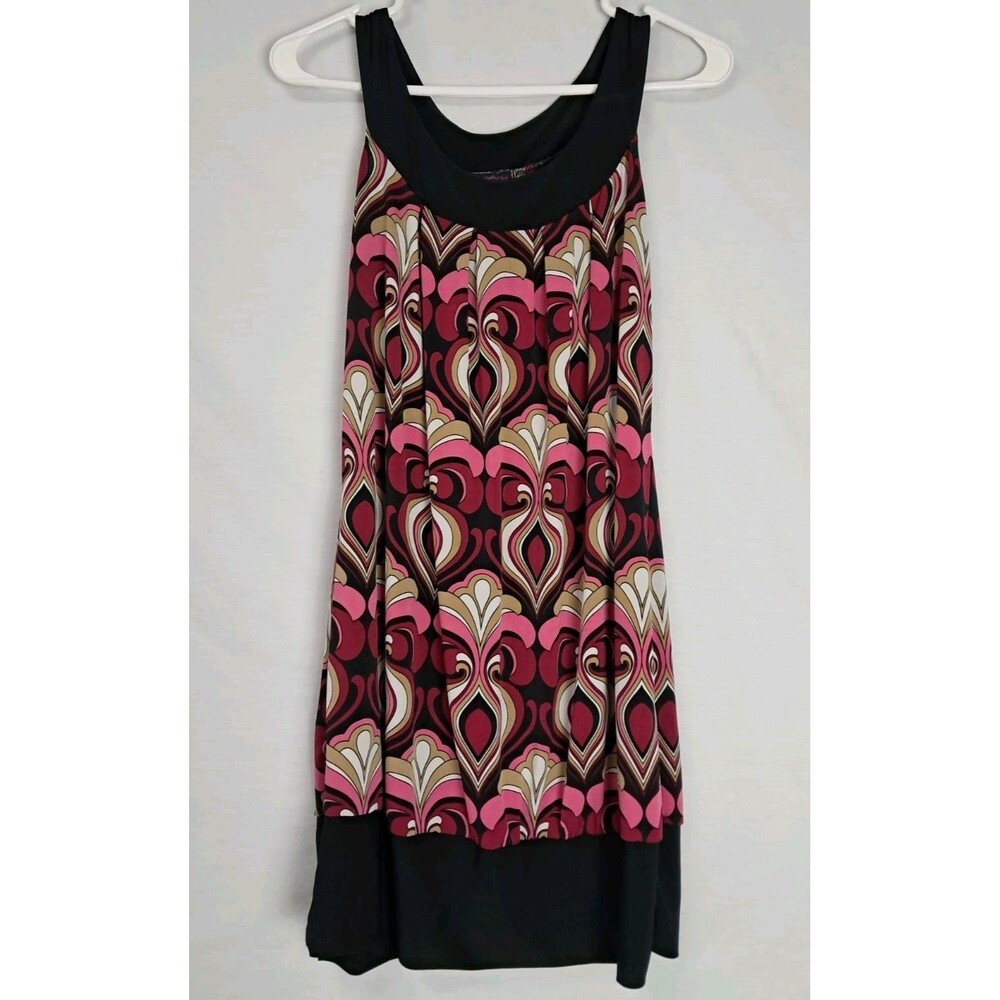 Love Me Kiss Me USA Womens Junior Large Abstract Pink Black Dress Vintage Y2K